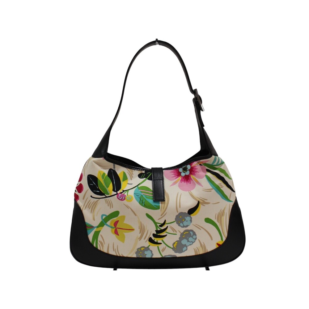 Gucci Hobo Floral Bag white Floral One Shoulder black Flower Flower Jackie